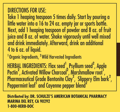 Dr. Schulze's Intestinal Formula #2 Powerful Intestinal Clea