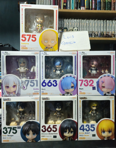 Nendoroid Eren, Mikasa, Armin, Emilia, Ram, Rem, Saitama (Usado)