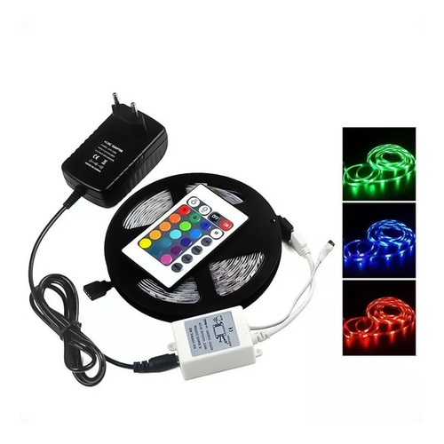 Tira Luces Led Rgb 5m 3528 C/ Transformador + Control - Otec