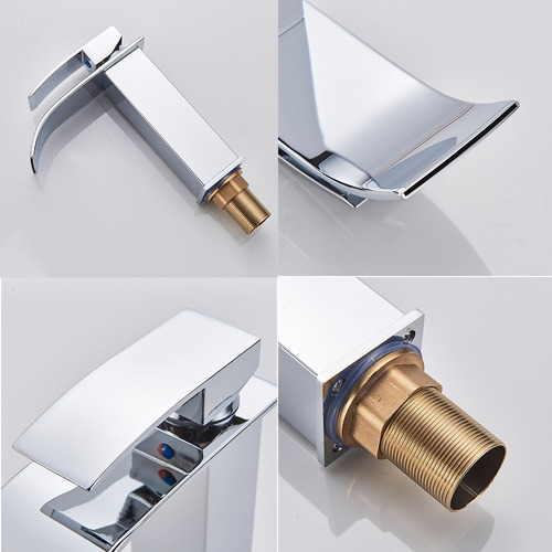 Imagen 3 de 7 de Grifo Monomando Mezclador Cascada Para Baño Acero Inoxidable