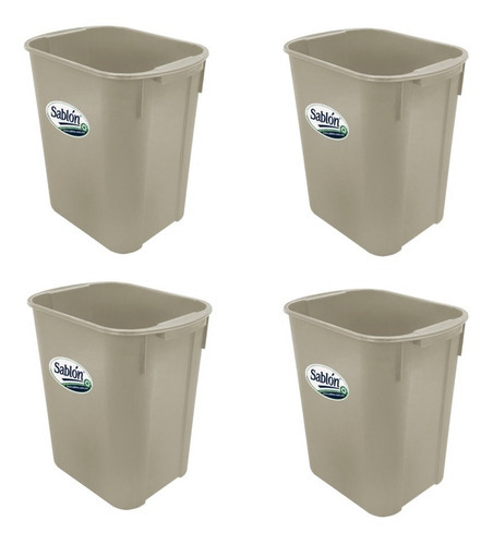 4 Pack Bote De Basura Rectangular 20 L Color Capuchino