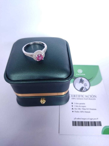 Anillo Compromiso Rubí Natural Oro 18k Plata Matrimonio 925