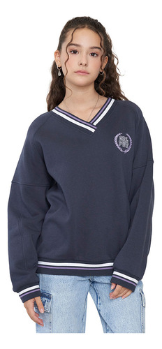 Polerón Niña Pullover College Azul Corona