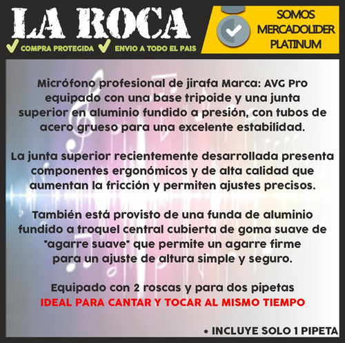 Imagen 5 de 10 de Pie De Microfono Jirafa Boom Reforzado Pipeta Envio Y Cuotas