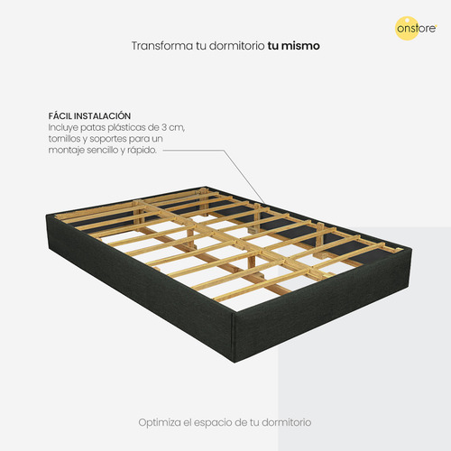 Base Para Cama King Size Madera Color Gris Oxford