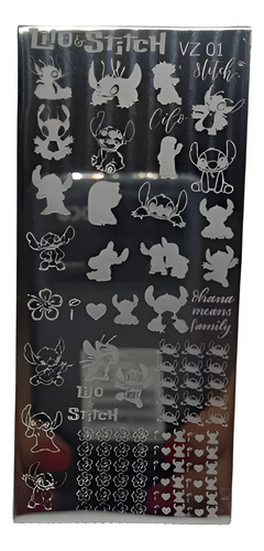 Placa Para Sellos Uñas De Lilo Y Stitch Stamping Nails