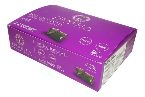 Imagen 1 de 2 de Zisnella Chocolate Con Leche 42% Cacao, 12 Unid De 50gr