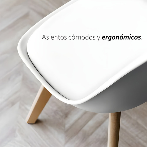 Set 2 Sillas Comedor Tulip Moderna Minimalista Acolchonada Estructura De La Silla Marrón Claro Asiento Blanco Diseño De La Tela Acolchonado