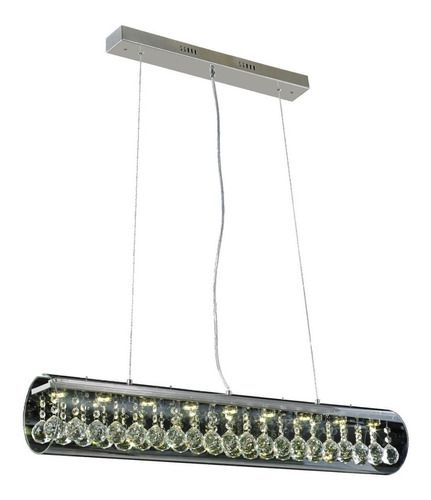 Luminaria Pendente De Cristal Retangular Led 9x3w 90cm