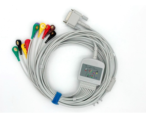 Cable Ekg Con 10 Derivaciones En Broche Para Electrodos