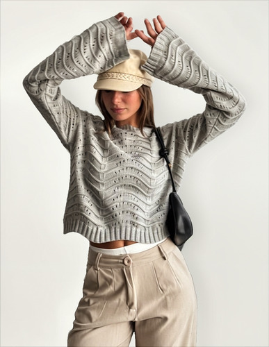 Sweater Calado Mga Oxford Tejido Nuevo T/u Tendencia
