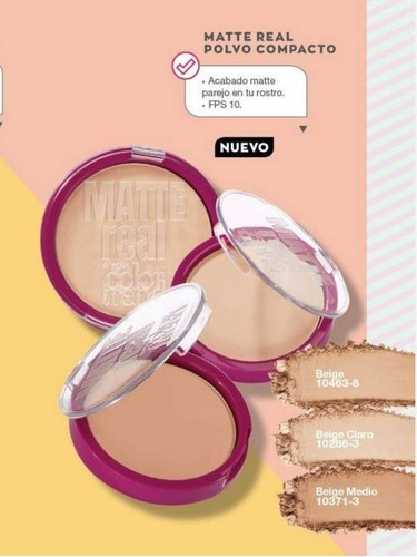 Imagen 4 de 6 de Avon Polvo Compacto Facial Matte Real Color Trend Fps 10