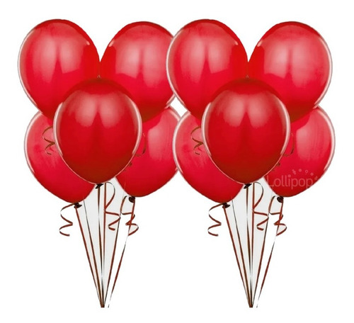 Imagen 1 de 2 de Globos Rojos Perlados  X 10 U - Lollipop