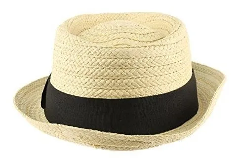 Hombres Cerdo Verano Trenza De Paja Pie Derby Fedora Upturn