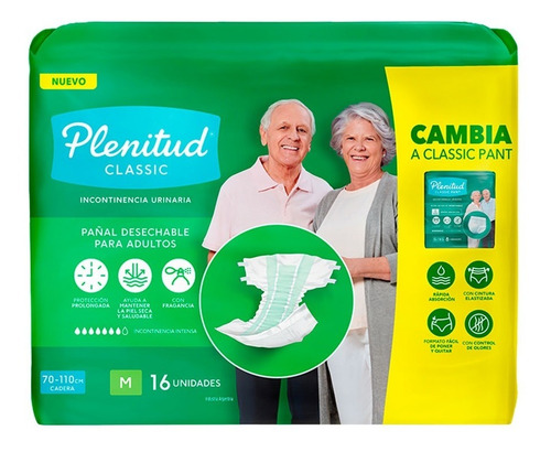 Imagen 3 de 3 de Pañal Para Adultos Plenitud Classic M Y G X 16 Unidades