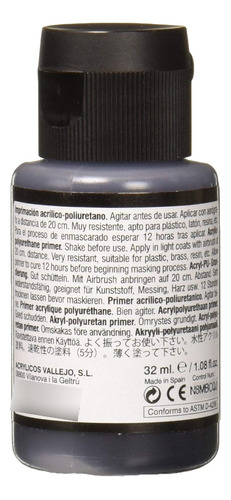 Vallejo Pintura Negro Primer 32ml Brillante