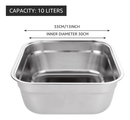 Tazón De Acero Inoxidable Grande Rectangular Para Mezclar