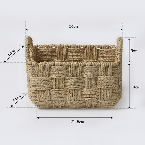 Cesta De Almacenamiento De Cuerda De Papel 26cmx19cmx16cm
