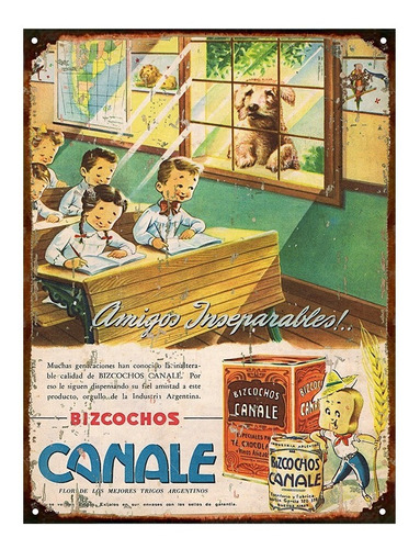 Cartel Chapa Vintage Publicidad Antigua Bizcocho Canale M650