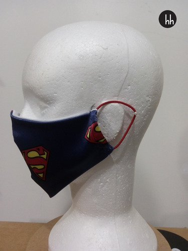Máscara De Tecido Superman Com Forro Duas Camadas Kit Com 07