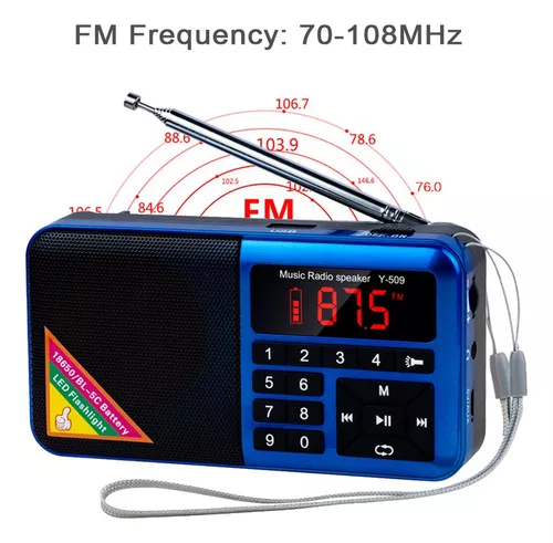 D Radio Fm Y-509 Digital Portátil Pequeña Con Bocina Y Luz