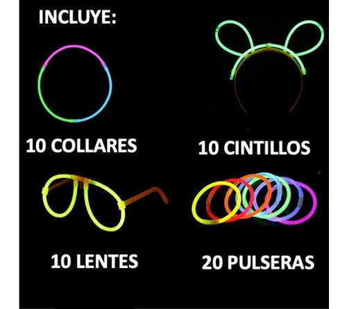 Imagen 2 de 2 de Combo Para 20 Personas Neon Fiesta Hora Loca