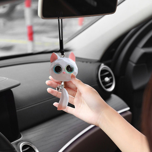 Colgante Para Espejo De Auto Con Figura De Gato De Resina