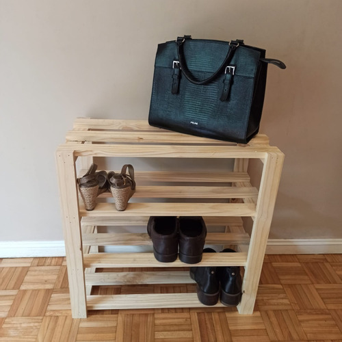 Imagen 3 de 3 de Mueble Macetero Exhibidor Organizador De Pino - 4 Estantes