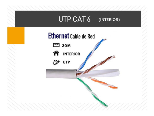 Imagen 2 de 4 de Cable Armado 30m Internet Modem Utp Cat 6 100% Cobre