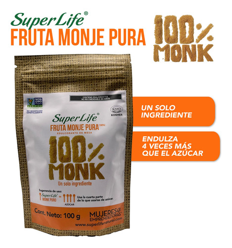 Fruta Del Monje Monk 100% Puro Bolsa De 100 Gr. Monk Fruit