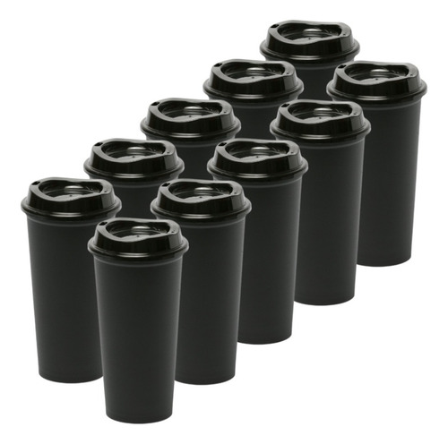 10 Vasos Reusables Para Cafe Tipo Star 20 Oz Bebida Caliente Negro