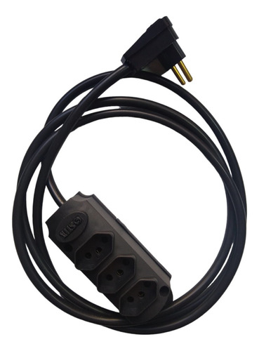 Extensão Elétrica 20a Reforçada 10m Pp 2x2,5mm² 3 Tomadas Cor Preto Plugue 10a 127/220v