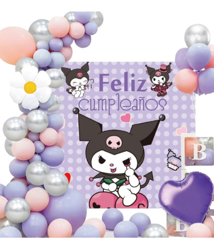 Decoración De Kuromi Para Cumpleaños Con Globos