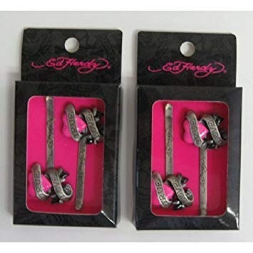 Imagen 1 de 1 de Paquete De Cuatro Pasadores Ed Hardy True Love Plateados