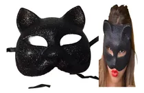 Comprar Antifaz Gato Satinado Disfraz Brilloso Gatubela Halloween