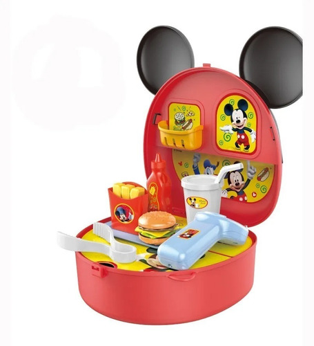 Mickey Mouse Valija  Hamburgueseria Con Accesorios 