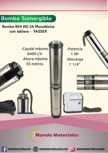 Bomba Sumergible Motorarg Bs4 100 - 2a - Monofasica Con Tabl