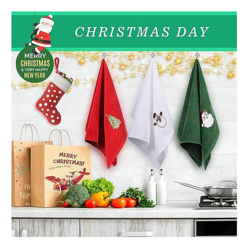 Toallas De Mano Navideñas De 3 Piezas, Toalla De Mano Y Cara