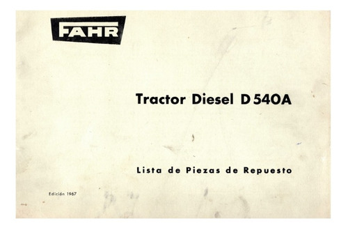 Manual Despiece Repuestos Tractor Fahr D540a