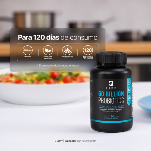 60 Billones De Probióticos Prebióticos 120 Cápulas B Life Si Sin Sabor