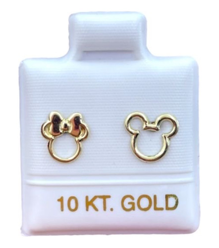 Aretes Mickey Mouse Oro Minnie 10 Kilates Disney