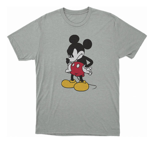 Remera Mickey Mouse Enojado Color Gris Melange