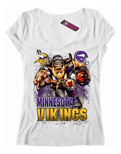 Remera Mujer Minnesota Vikings Equipo Nfl 17 Dtg Premium