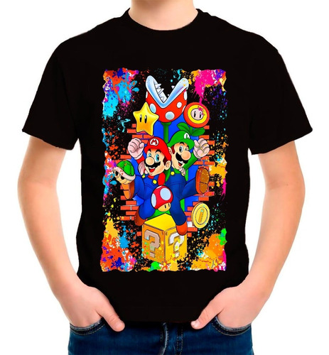 Polera Super Mario Familiar 100%algodón Colores Gamer C-645