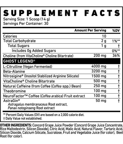 Pre Workout Ghost Legend Pwo 30 serve uma variedade de sabores Welchs Grape Flavor