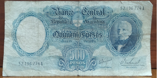 Billete 500 Pesos Argentina San Martín Viejo Bott 2123