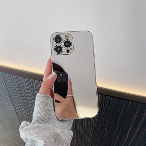 S Funda De Teléfono For iPhone 16 Con Acabado De Espejo Plateado