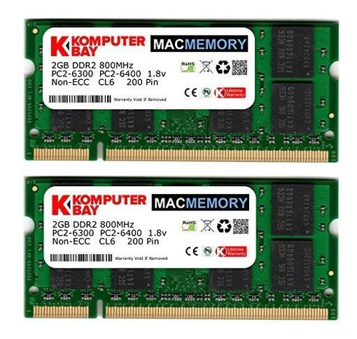 Memoria Ram 4gb Komputerbay Mac Apple Kit (2x 2gb Modules) Pc2-6300 800mhz Ddr2 Sodimm iMac And Macbook