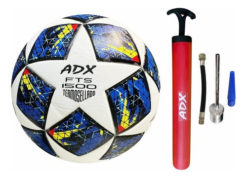 Balon Fut Termosellado Reglamentario Adx C/bomba Fts-2500 Color Azul con amarillo y blanco