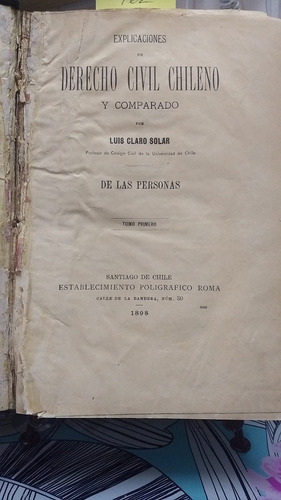 Explicaciones De Derecho Civil Chileno T 1 Y 2 // Claro C-1 (Usado)